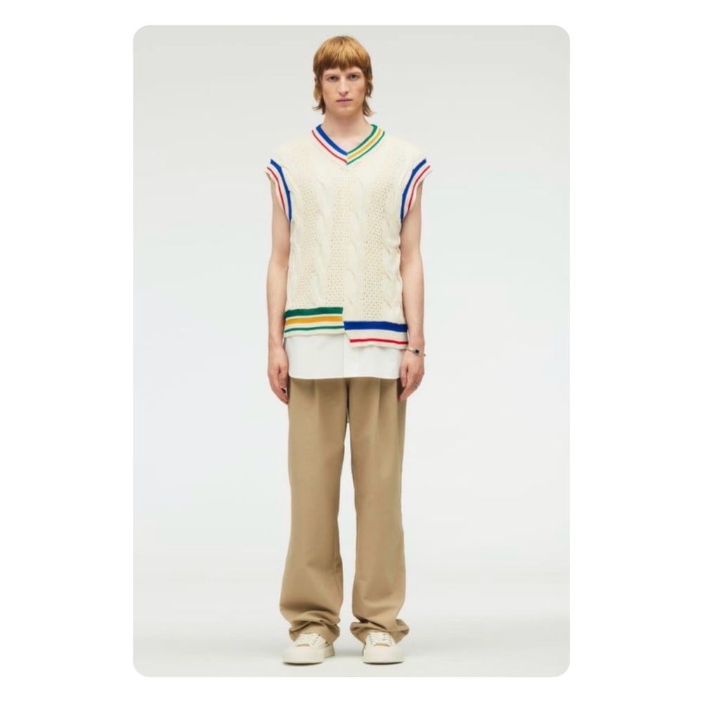 ★ Zara Unisex Limited Edition Asymmetrical Woven Vest 2023 SS - Cream ★